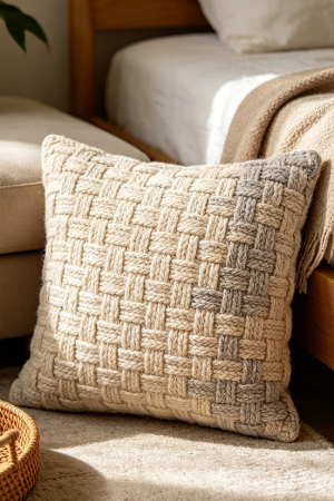 Woven Textured Pillow For Sofa And Bed