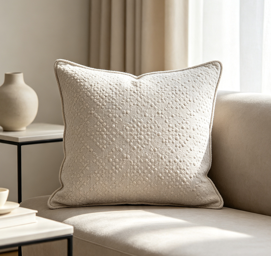 Square Decorative Pillow With Textured Fabric